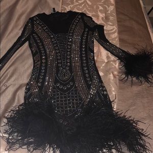 mini rhinestone and fur dress! WORN ONCE
